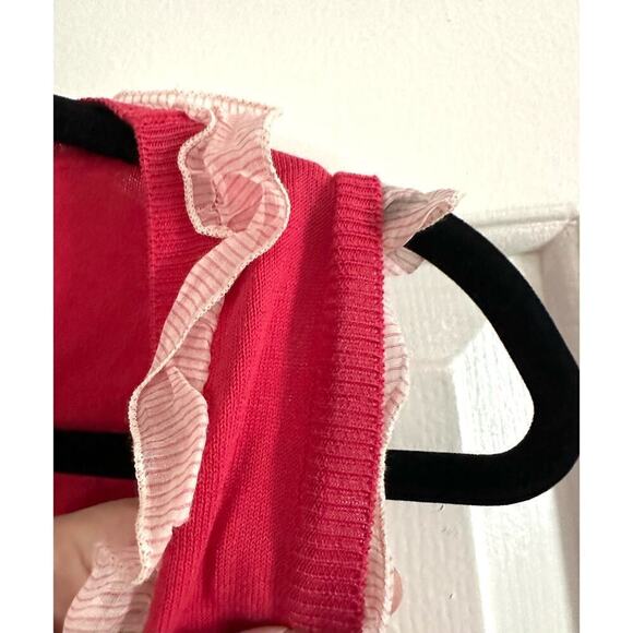 MOSCHINO Cheap And Chic Pink Ruffle Sleeveless Knit Top Sweater Vest - Sz 6 - Picture 2 of 6